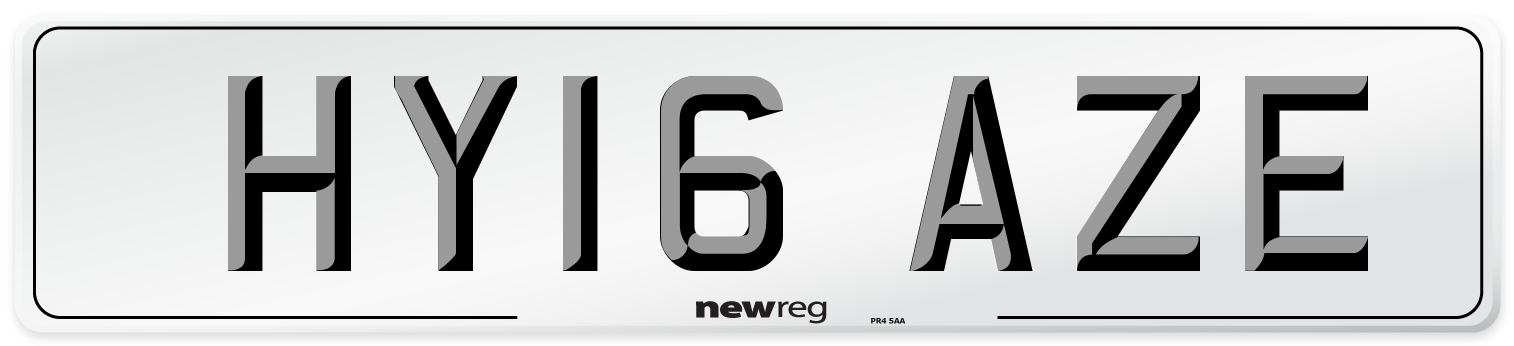 HY16 AZE Number Plate from New Reg